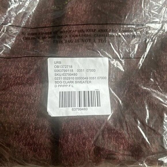 Urban Outfitters BDG Oversized Clark Cotton Pullover Sweater Red Size Large NWT - Picture 4 of 4